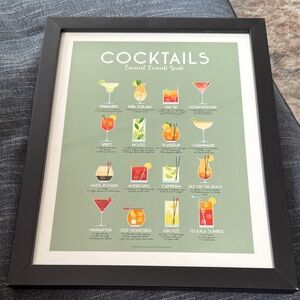 Black Framed Cocktail Guide Wall Art 12x15